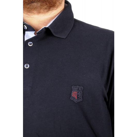 Oversized Men's Tshirt Polo Neck Pocket Classic Pique Navy Blue