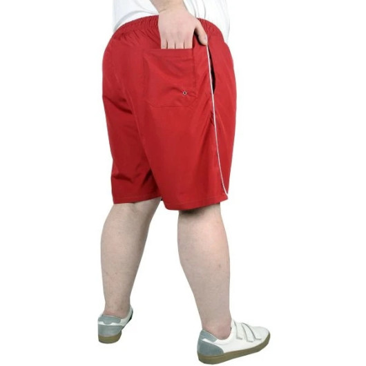 Plus Size Swim Shorts White Line Claret Red