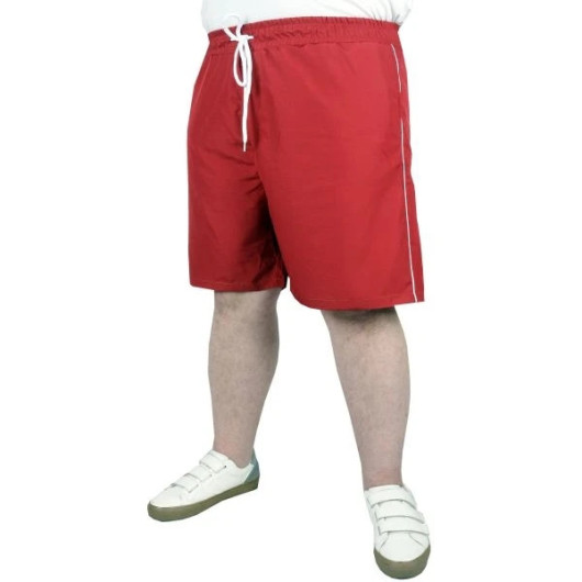 Plus Size Swim Shorts White Line Claret Red