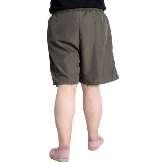 Plus Size Men's Beach Shorts White Line Khaki