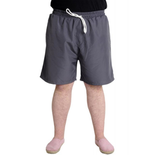 Plus Size Men's Beach Shorts White Line Anthracite