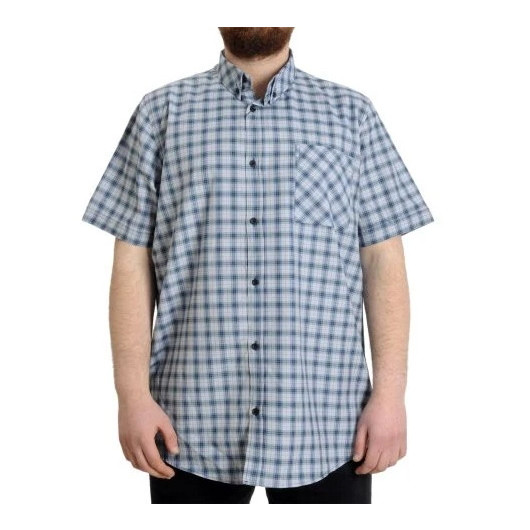 Plus Size Men's Shirt Plaid Short Sleeve Gray