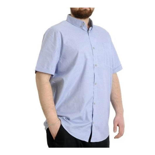 Plus Size Men's Shirt Plaid Short Sleeve Blue