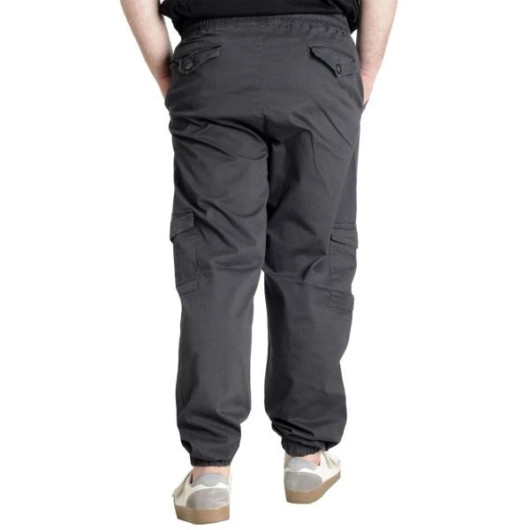 Plus Size Men Linen Cargo Jogger Valencia Anthracite