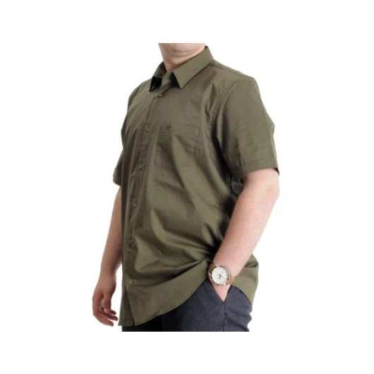 Large Size Men's Classic Shirt Lycra Khaki