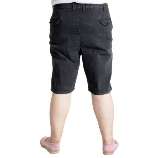 Large Size Men's Denim Shorts Black With Side Pockets