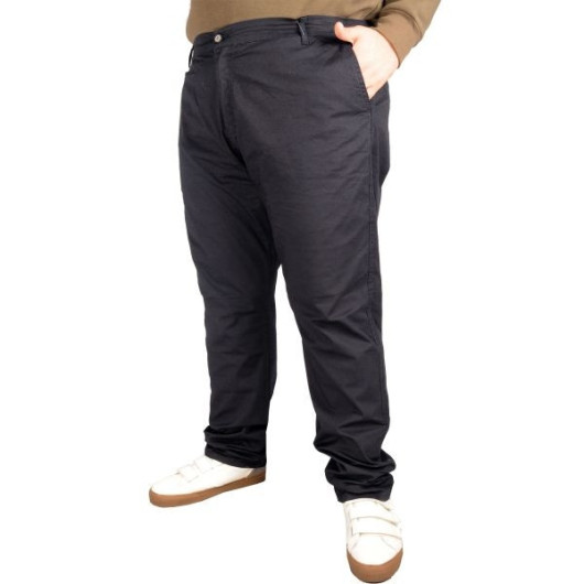 Large Size Men's Trousers Linen Navy Blue