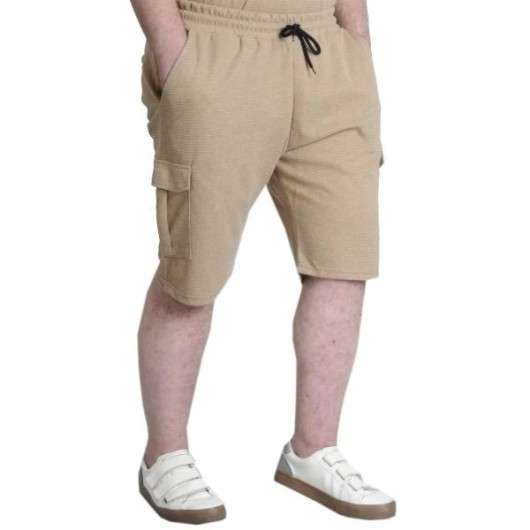 Large Size Men's Shorts Cargo Pocket Beige