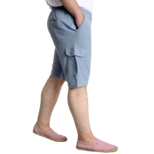 Plus Size Men Shorts With Cargo Pocket Blue