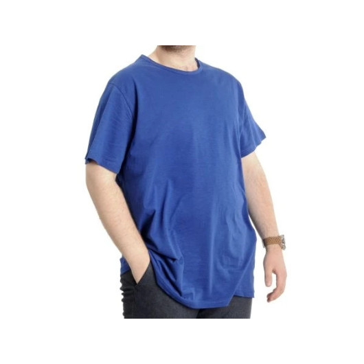 Plus Size Men's T-Shirt Flam Collar Basic Indigo