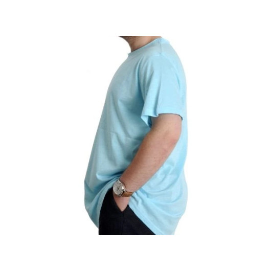Large Size Men's T-Shirt Flam Collar Basic Blue