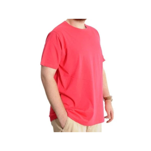 Large Size Men Tshirt Crew Neck Basic Coral