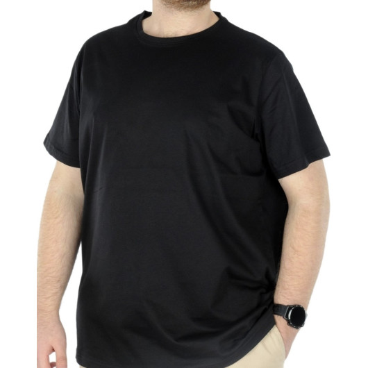 Large Size Men's Tshirt Crew Neck Basic Black