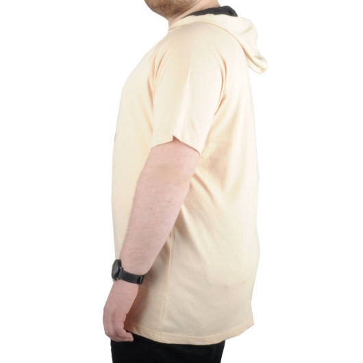 Plus Size Men's T-Shirt With Caps Act Now 22128 Beige