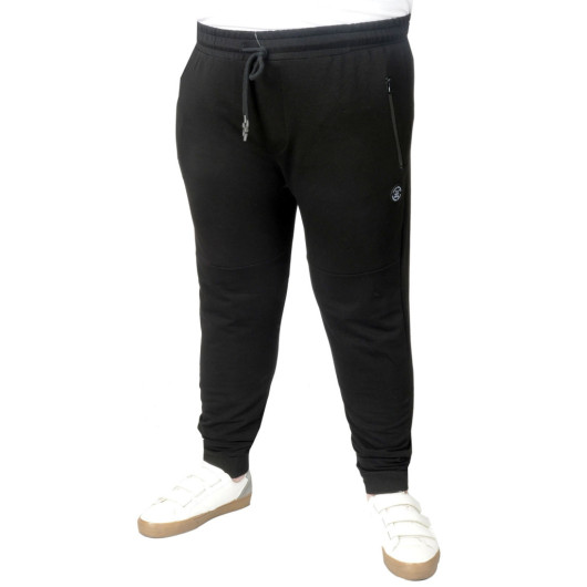 Plus Size Sweatpants Slim Fit Zippered 22501 Black