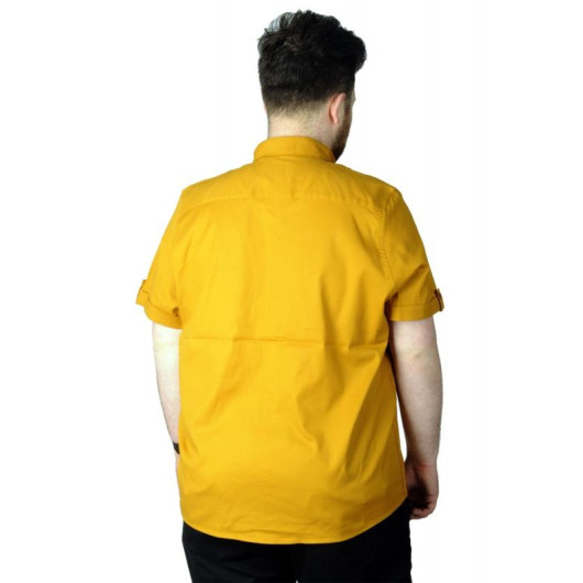 قميص للرجال مقاس كبير  لون أصفر داكن