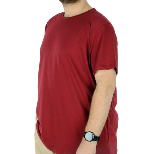Large Size Lycra T-Shirt Crew Neck Claret Red