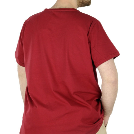 Large Size Lycra T-Shirt Crew Neck Claret Red