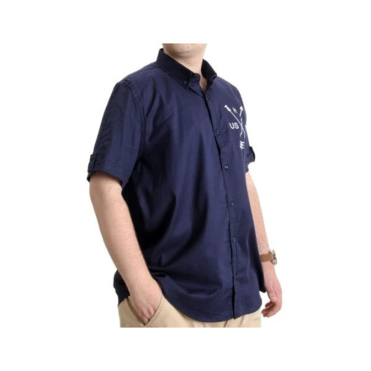 Men's Plus Size Gabardine Shirt Navy Blue