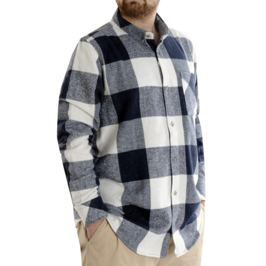 Men's Shirt Plaid Lumberjack Plus Size Indigo