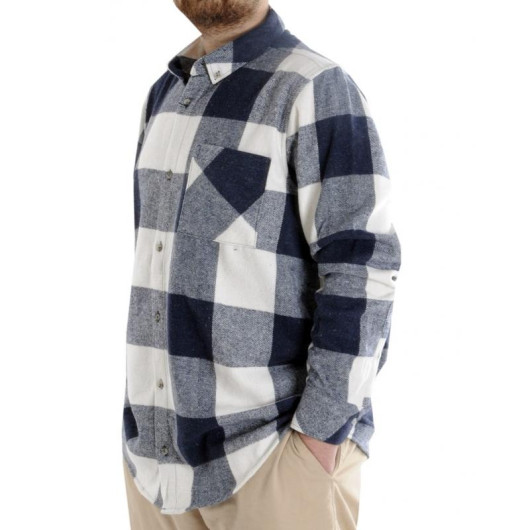 Men's Shirt Plaid Lumberjack Plus Size Indigo