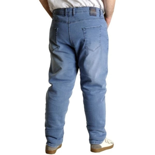 بنطال جينز رجالي مقاس كبير لون ازرق