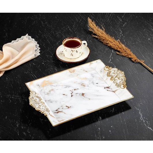 Baroque Tray Marble Pattern Large