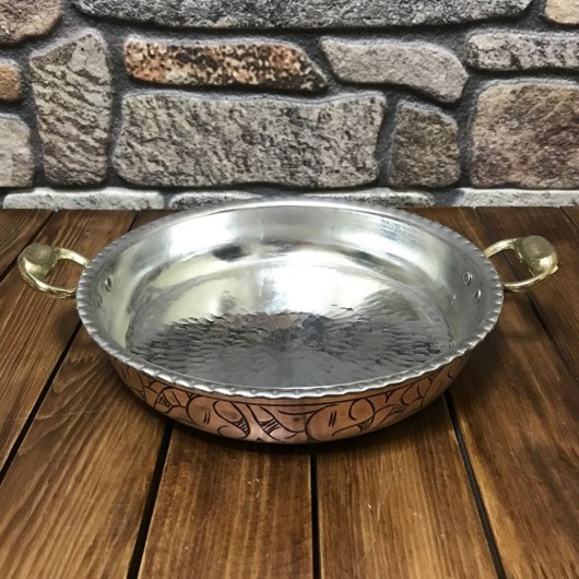 Copper Engraved Tumbled Pan 24 Cm