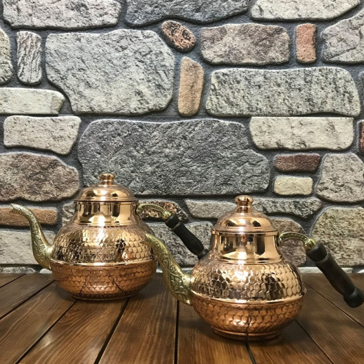 Turkish Copper Teapot Set Embroidered In The Shape Of Honeycomb