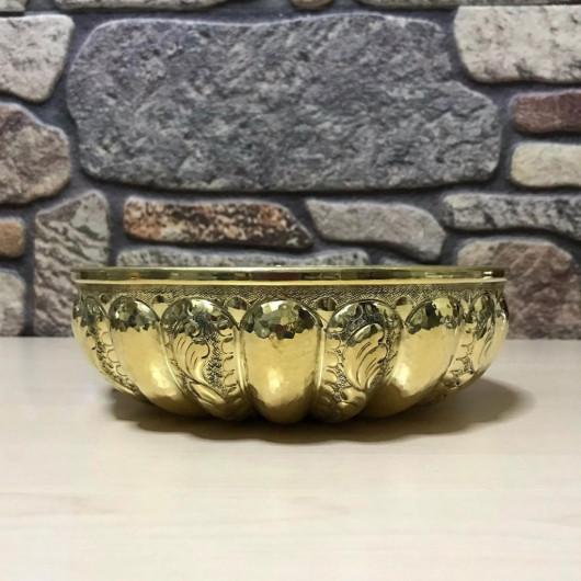 Sliced Embroidered Brass Bath Bowl