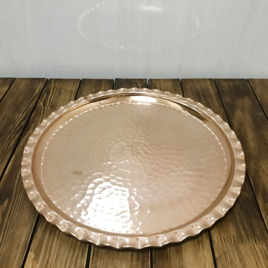 Forged Copper Notched Tray 35 Cm