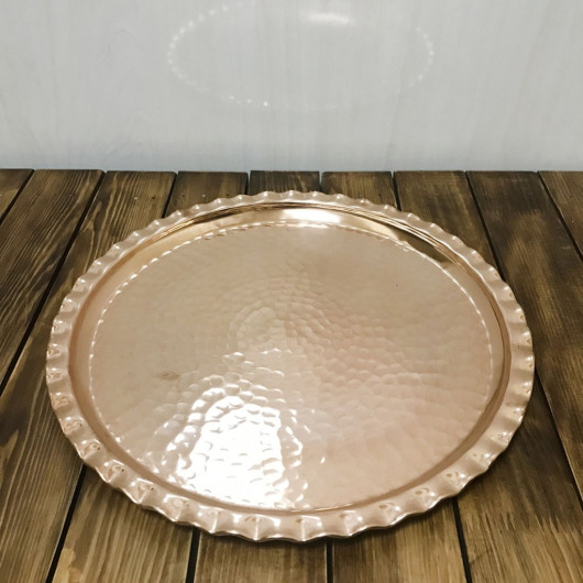 Forged Copper Notched Tray 38 Cm