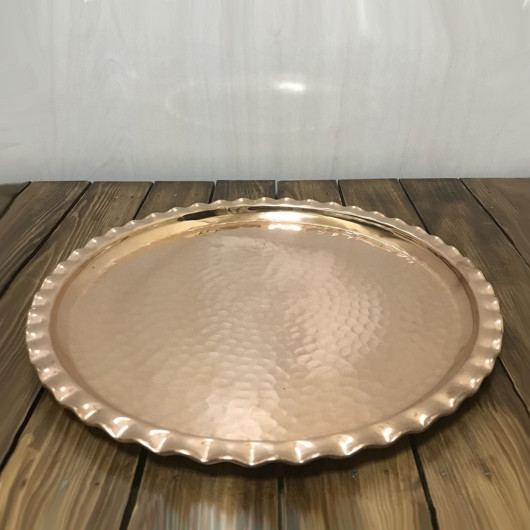 Forged Copper Notched Tray 38 Cm
