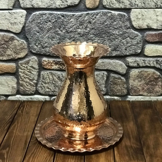 Forged Copper Vase With Tray