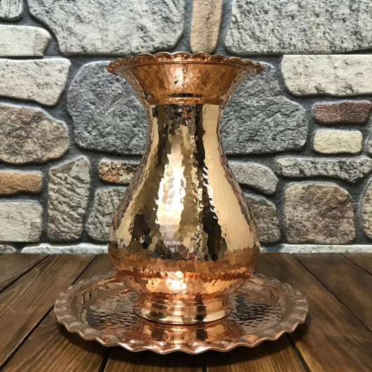 Forged Copper Vase With Tray