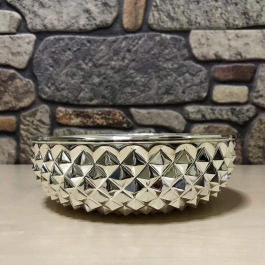 Silver Plated Pyramid Embroidered Copper Bath Bowl