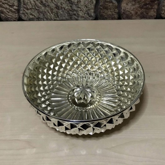 Silver Plated Pyramid Embroidered Copper Bath Bowl