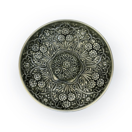 Silver Oxide Embroidered Copper Bath Bowl
