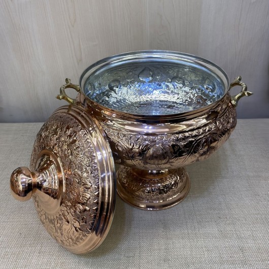 Embroidered Copper Soup Bowl