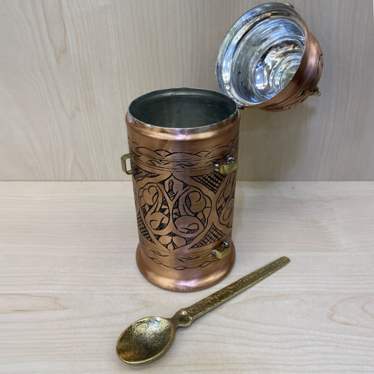Embroidered Copper Coffee Box Scotch Tumbled