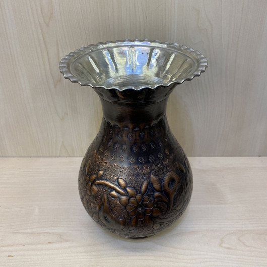 Embroidered Oxide Copper Vase