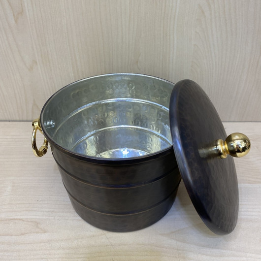 Copper Ice Bucket With Oxide Lid