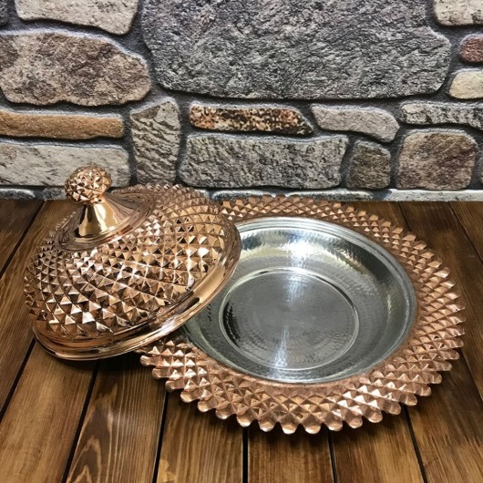 Pyramid Embroidered Copper Rice Bowl 35 Cm