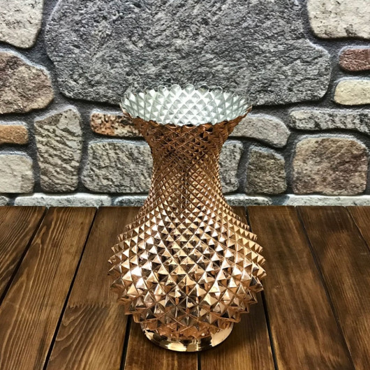 Pyramid Embroidered Large Copper Vase