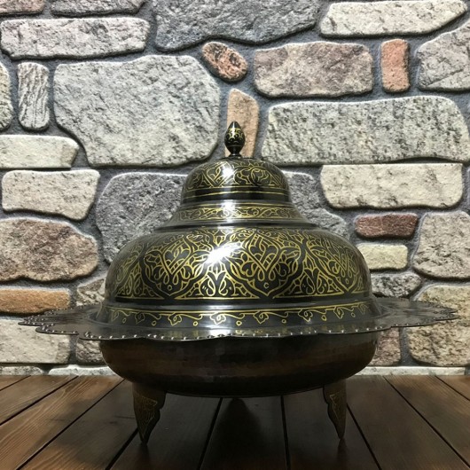 Brass Inlaid Copper Rice Bowl