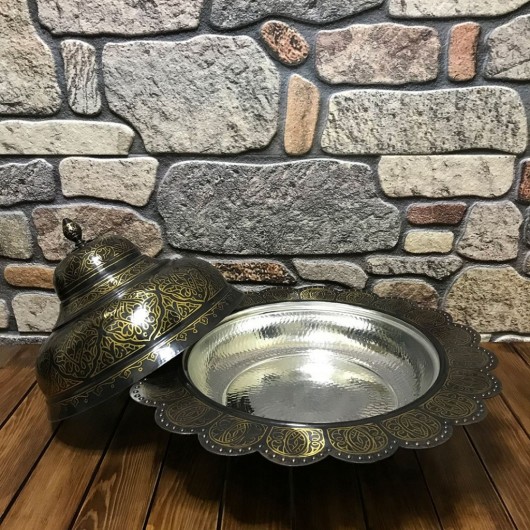 Brass Inlaid Copper Rice Bowl