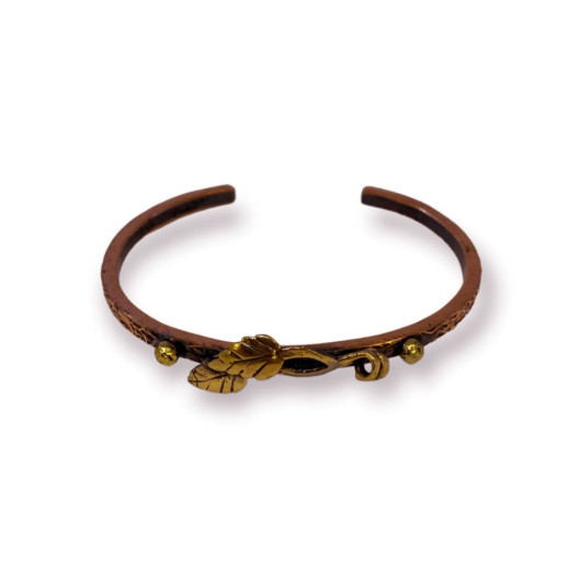 Brass Leaf Tree Bark Copper Bracelet