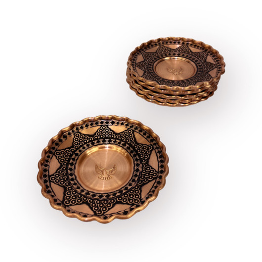 Cluster Patterned Cuffed Copper Tea Plate