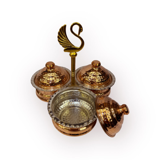 Triple Swan Copper Spice Rack And Treat