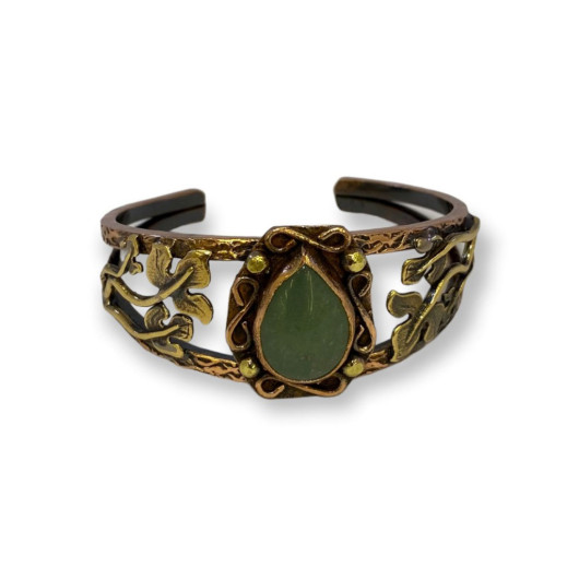 Green Drop Agate Stone Copper Bracelet
